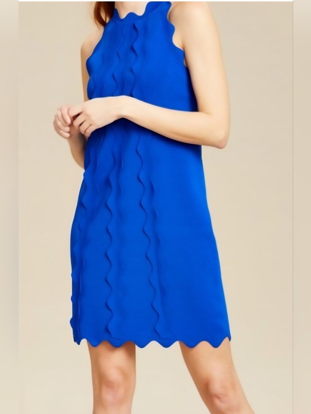 Ted Baker Scalloped Shift Dress in Cobalt Blue